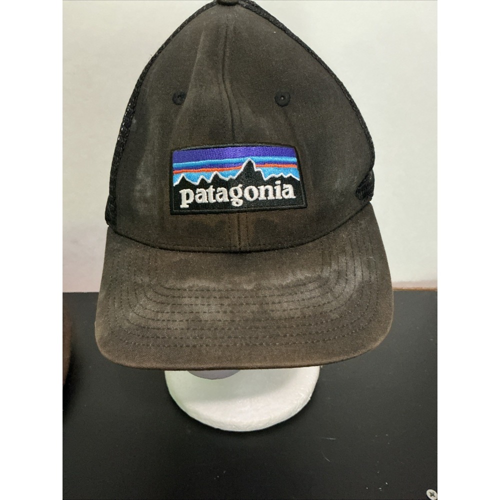 Patagonia Mountain Wave Trucker Hat Black Adjustable Cap Mesh Faded